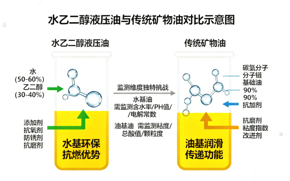 水乙二醇液壓油的 “可監(jiān)測(cè)性” 為何成服務(wù)商亮點(diǎn)？難點(diǎn)與監(jiān)測(cè)技術(shù)一文講透